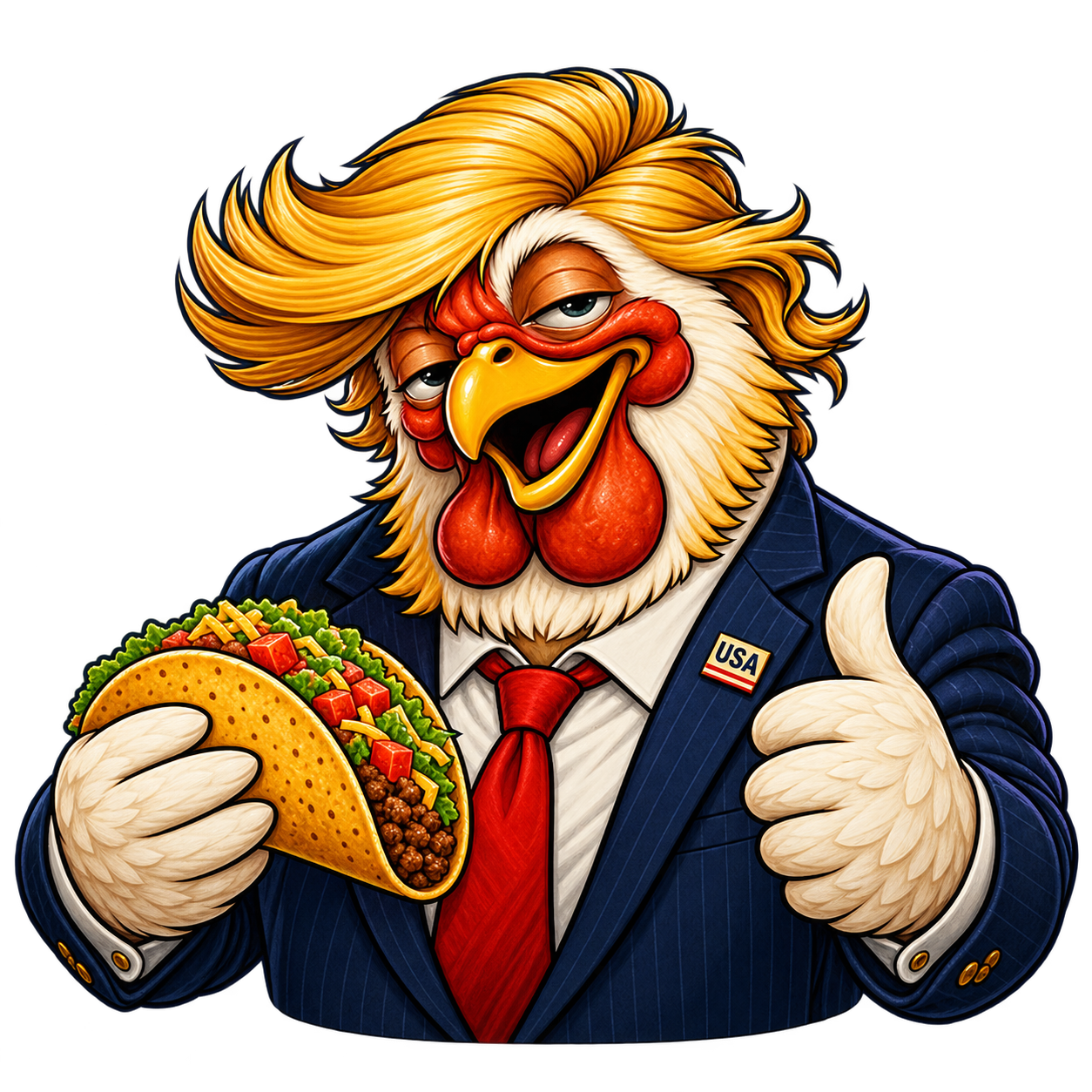 Sleepy Dozy Don holding a taco